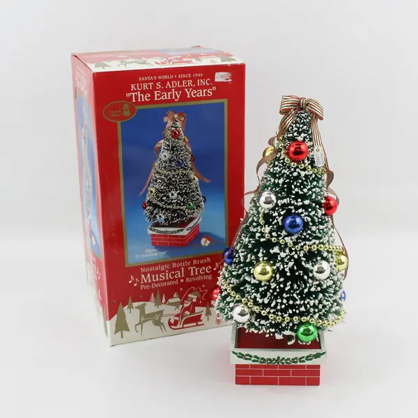 Santa's World Kurt S. Adler Nostalgic Bottle Brush Musical Christmas Tree