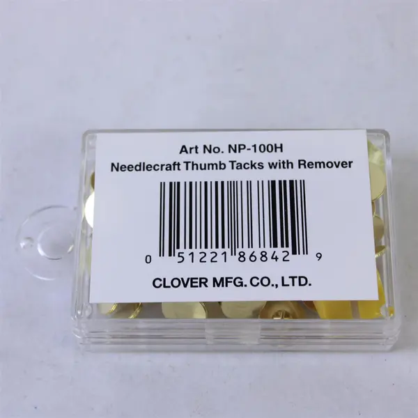 Clover Needlecraft NP-100H Lot of 60 Gold Thumbtacks w/ Remover Box