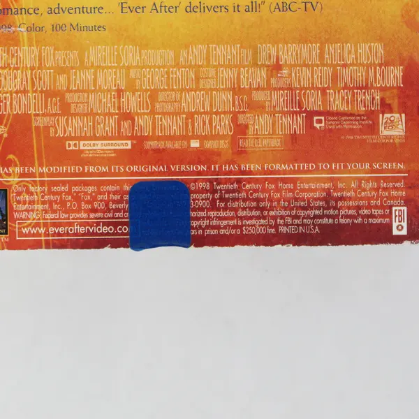 Ever After VHS Tape 1998 20th Century Fox Drew Barrymore Romantic Comedy