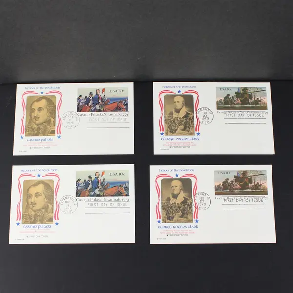 Lot Of 4 Heroes Of The Revolution 1979 10c FDC Fleetwood Postal Cards UX78-79