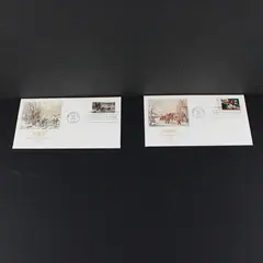 Set Of 2 Christmas With Currier & Ives Fleetwood FDC 1976 SC 1701-02