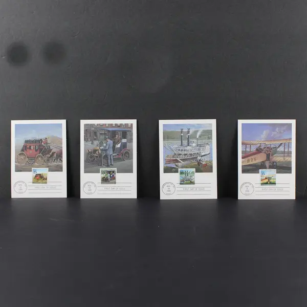 Set Of 4 USPS Mail Transport Stamps 1989 FDC Maximum Cards Series 8847 #2-5