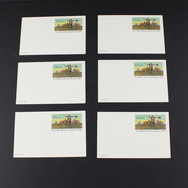 Lot Of 6 USPS 1982 La Salle Claims Louisiana 13c Stamp SC #UX95 Postal Cards