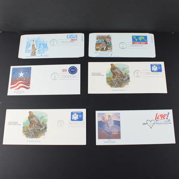 Lot of 6 Mixed 1980s US Postal Stationery First Day Covers Fleetwood Cachet