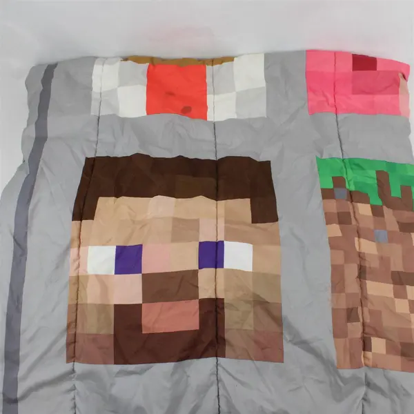 Minecraft Mob and Block Print Two-Sided Twin Comforter 64" x 86" FLAWED