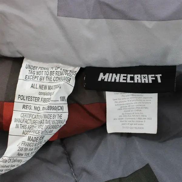 Minecraft Mob and Block Print Two-Sided Twin Comforter 64" x 86" FLAWED
