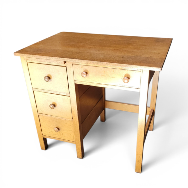 Vintage Small Oak Wooden Student Desk With 4 Drawers - Local Pickup Only