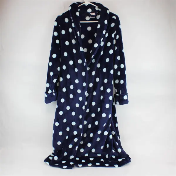 Secret Treasures Blue Polka Dot Fuzzy Robe Women's Medium 8-10