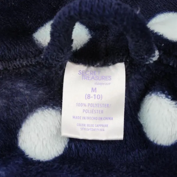 Secret Treasures Blue Polka Dot Fuzzy Robe Women's Medium 8-10