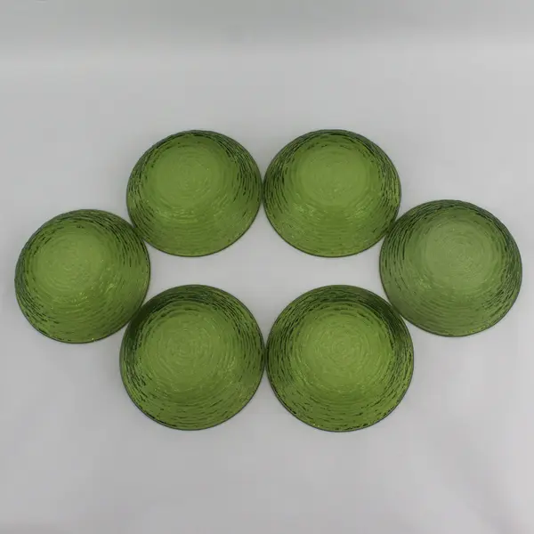 6 Vintage Anchor Hocking Soreno Avocado Green Cereal Bowls 6"