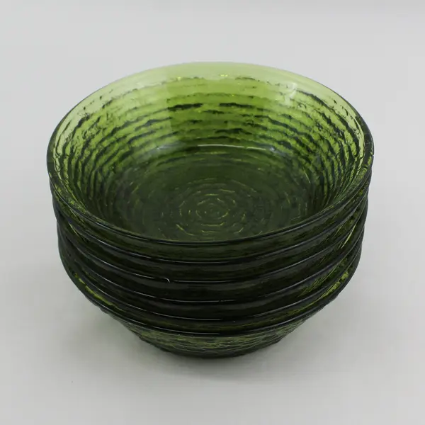6 Vintage Anchor Hocking Soreno Avocado Green Cereal Bowls 6"