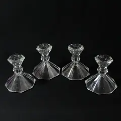 Set of 4 Octagon Crystal Candle Holders For Tealight or Taper Candles