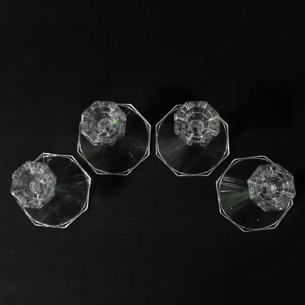 Set of 4 Octagon Crystal Candle Holders For Tealight or Taper Candles