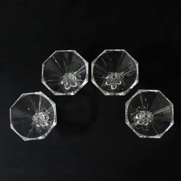 Set of 4 Octagon Crystal Candle Holders For Tealight or Taper Candles