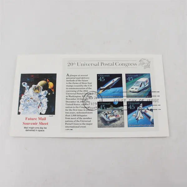 Lot Of 2 Future Mail Souvenir Sheet 20th Universal Postal Congress 1989 FDC