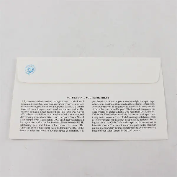 Lot Of 2 Future Mail Souvenir Sheet 20th Universal Postal Congress 1989 FDC