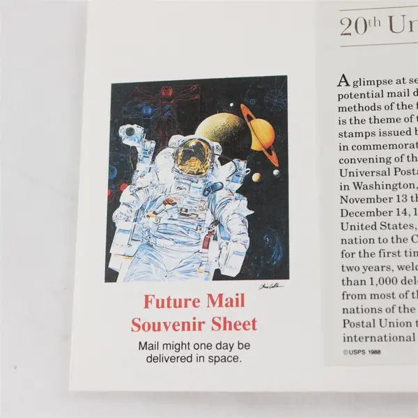 Lot Of 2 Future Mail Souvenir Sheet 20th Universal Postal Congress 1989 FDC