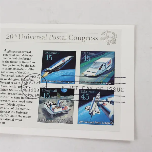 Lot Of 2 Future Mail Souvenir Sheet 20th Universal Postal Congress 1989 FDC