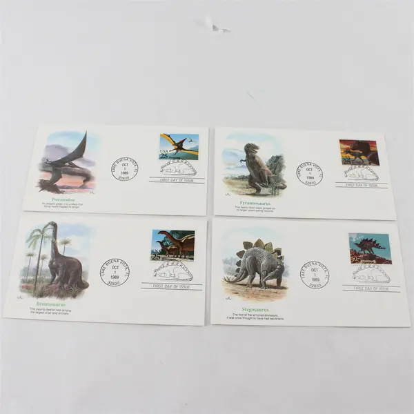 Set Of 4 Prehistoric Animals Stamps 1989 SC# 2422-25 FDC Fleetwood Cachet