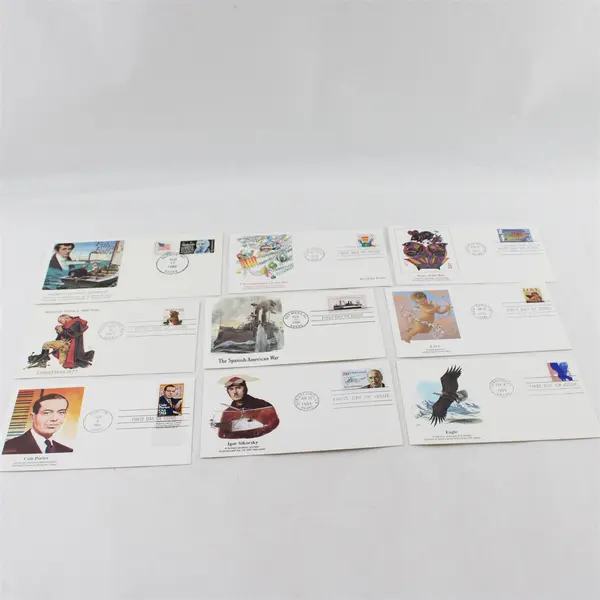 Lot Of 9 Mixed Stamp Fleetwood First Day Covers 1977-1998