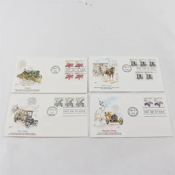 Lot of 4 Fleetwood 1987 US First Day Covers FDC Transportation
