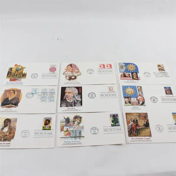 Lot Of 9 US History 1987 Fleetwood First Day Covers