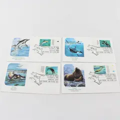 Set Of 4 US-USSR Joint Issue Sea Creature Stamps 1990 Fleetwood First Day Covers