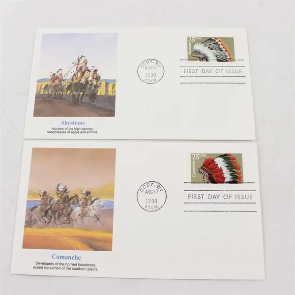 Set Of 5 Headdresses Stamps 1990 #2501-05 Fleetwood First Day Covers