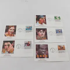 Set Of 5 Olympians Stamps 1990 #2496-2500 Fleetwood First Day Covers