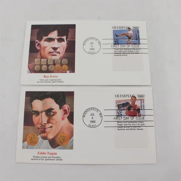 Set Of 5 Olympians Stamps 1990 #2496-2500 Fleetwood First Day Covers