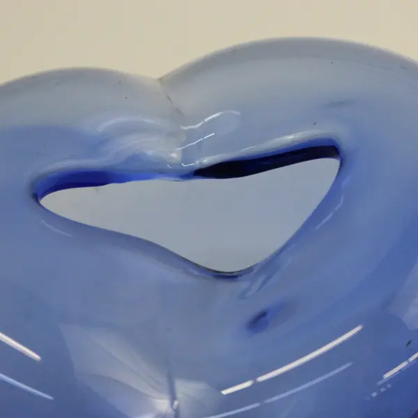  Cobalt Blue Hand Blown Heart Shaped Art Glass Vase 6.75"