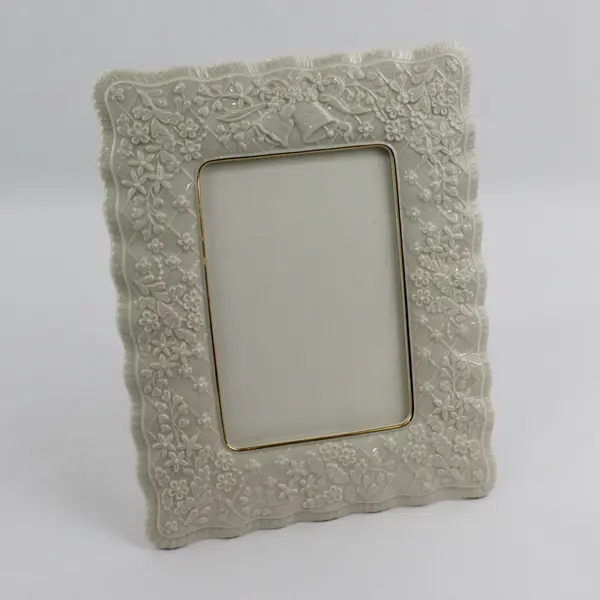 Lenox Cream Color Embossed Floral Wedding Promises Frame For 5 x7 Photograph