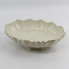 Lenox China Symphony Giftware Oval Centerpiece Bowl Cream W/ Gold Trim 10.75"