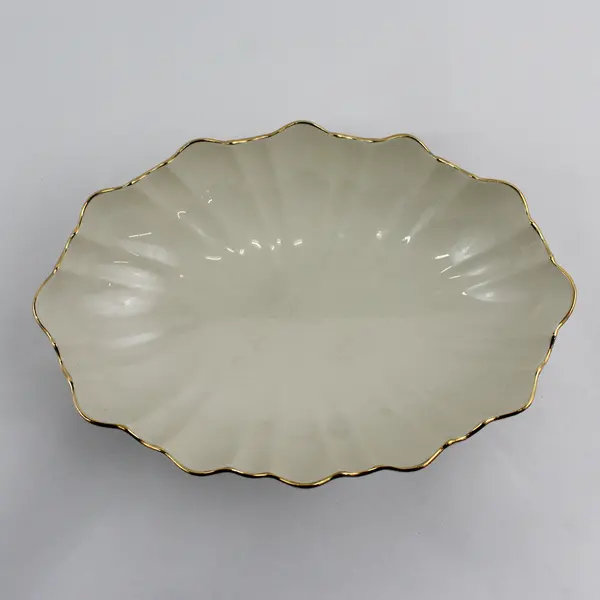 Lenox China Symphony Giftware Oval Centerpiece Bowl Cream W/ Gold Trim 10.75"