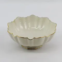 Lenox Symphony Scalloped Footed BonBon Dish/Bowl Cream with 24k Gold Trim 6"