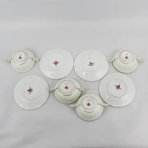 Vintage Minton Legacy Cream Double Handled Soup Bowl & Saucer Set of 4