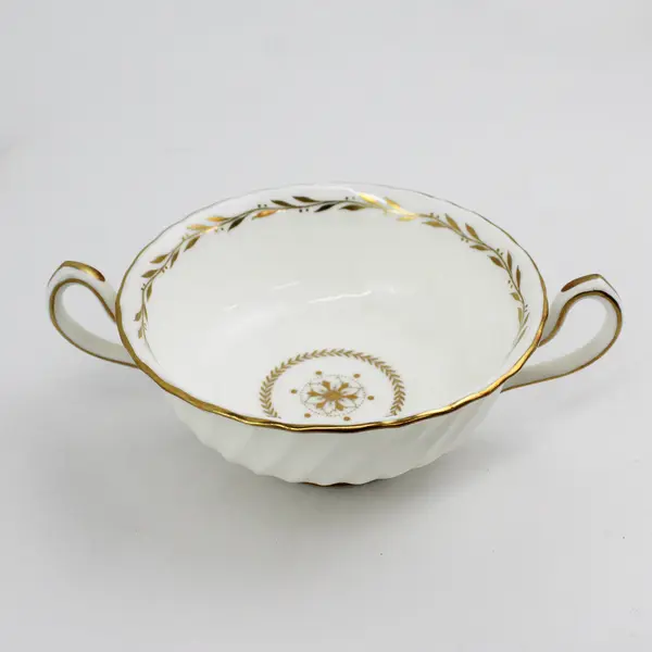 Vintage Minton Legacy Cream Soup Bowls Set of 4 Double Handled w/ 3 Saucers