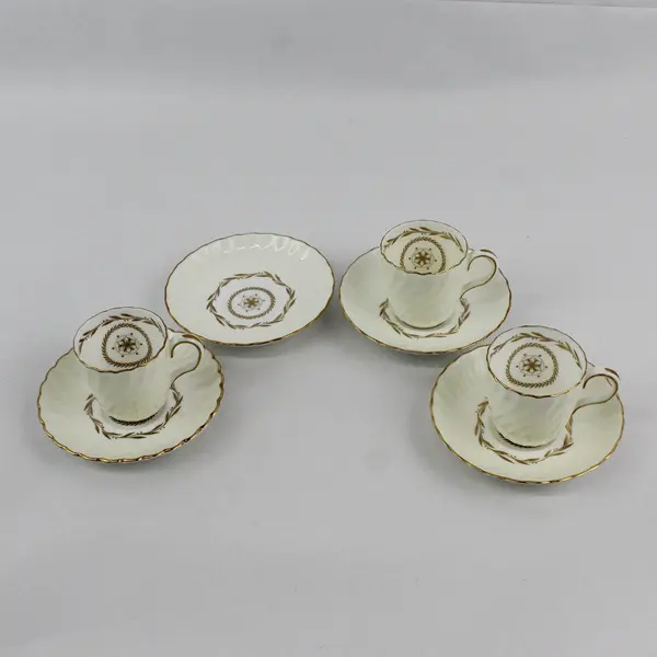 3 Vintage Minton Legacy Cream Demitasse Cups And 4 Saucers