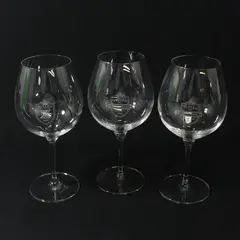 Lot Of 3 Fueled By Fine Wine Matching Clear Glass Red Wine Glasses 9" Tall