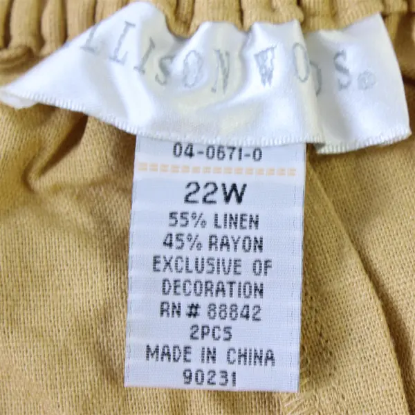 Allison Woods Brown Tan Linen Blend Lined Skirt Women's Size 22W