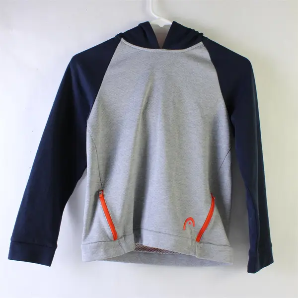 HEAD Boys Activewear Hoodie Zip Front Pockets Size Small Gray Blue Orange