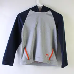 HEAD Boys Activewear Hoodie Zip Front Pockets Size Small Gray Blue Orange