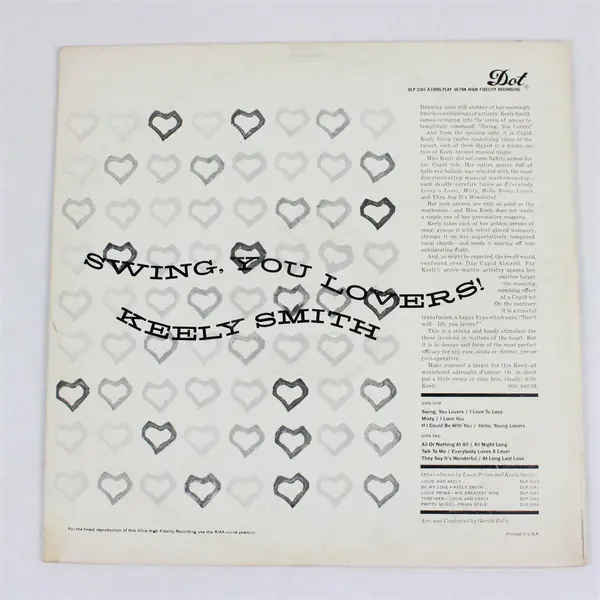 Keely Smith Swing, You Lovers LP 12" Vinyl Dot