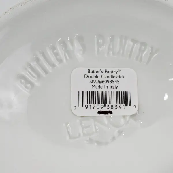 Lenox Butler's Pantry Porcelain Double  Candlestick Holder 10.25" Italy