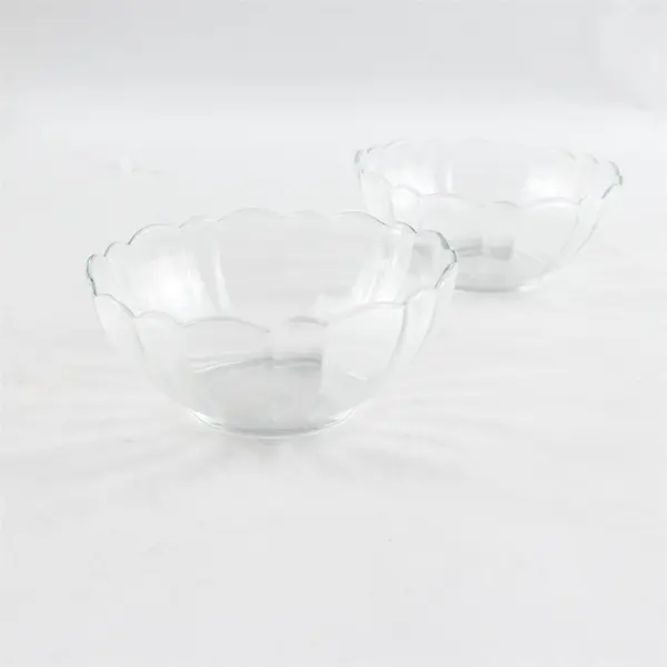 Lot of 2 Arc France Clear Glass Scalloped Bowls 4in