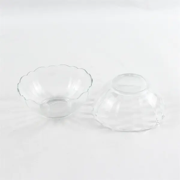 Lot of 2 Arc France Clear Glass Scalloped Bowls 4in