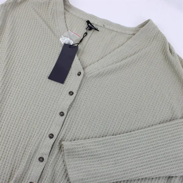 NWT Racheal Women's 3XL Sage Green Waffle Knit Long Sleeve Cardigan