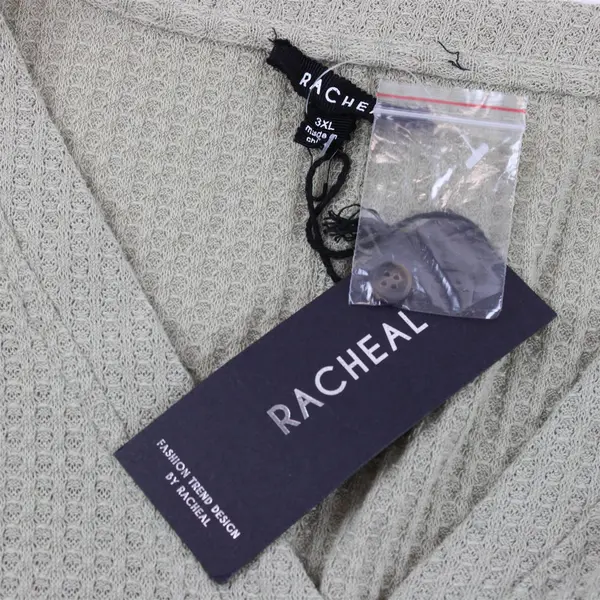 NWT Racheal Women's 3XL Sage Green Waffle Knit Long Sleeve Cardigan