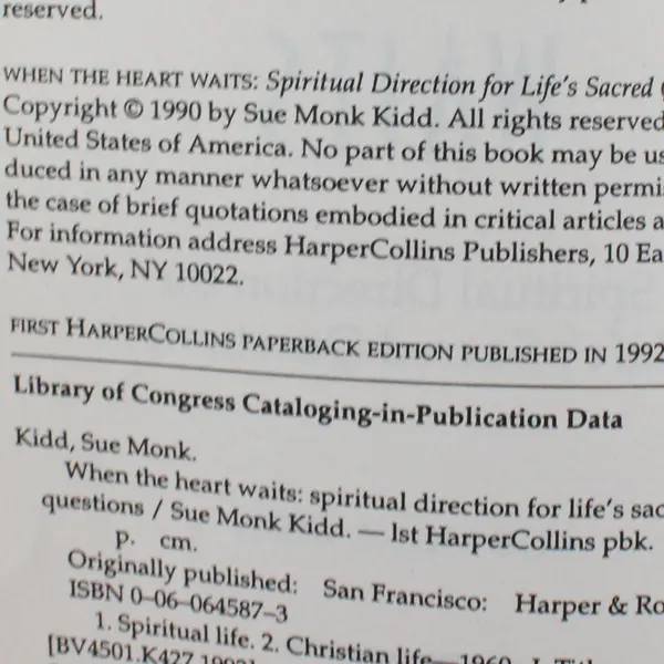 When the Heart Waits Paperback By Sue Monk Kidd