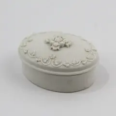 1999 Margaret Furlong Blooms Of Hope Oval Bisque Trinket Box